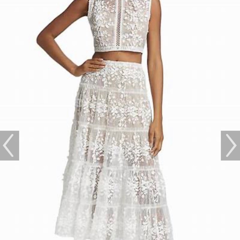 Bronx and Banco White Lace Two Piece Set